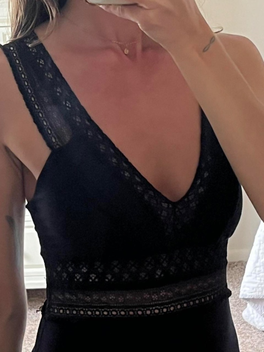 vintage y2k COSABELLA black lace inset deep v neck slip dress